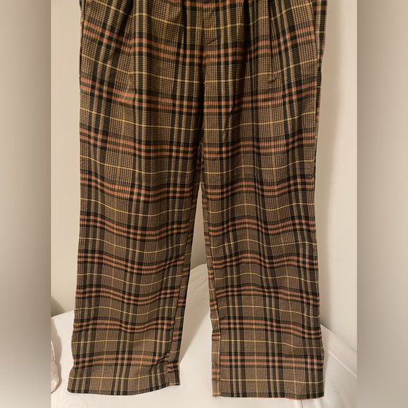 Retro look pleated plaid wide leg pants - Picture 3 of 4
